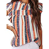 SHEWIN Womens Summer Crewneck Tank Tops Casual Ruffle Sleeveless Tops Shirts