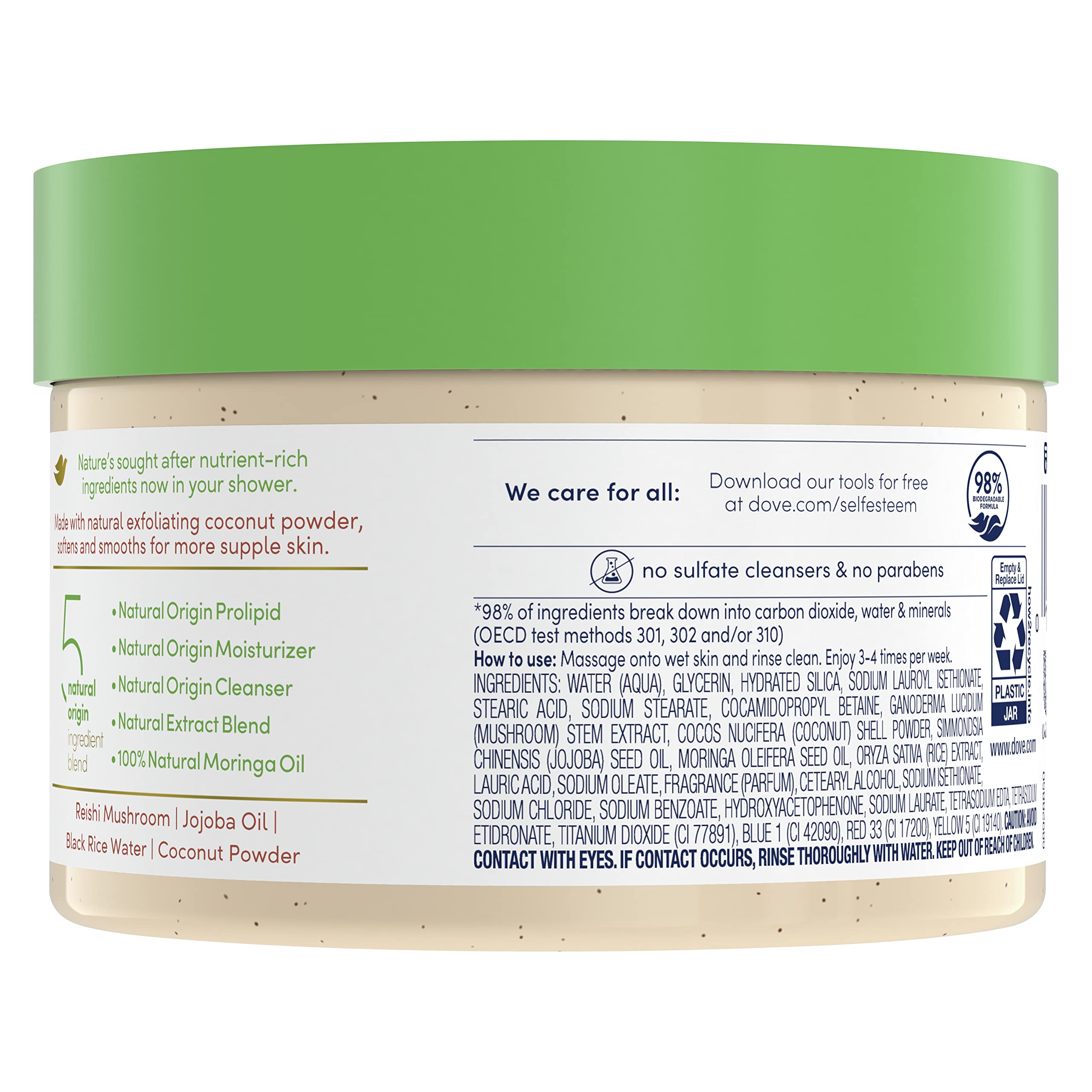 Dove Powered By Nature Smoothing Body Polish Exfoliating With 5 Natural Origin Ingredient Blend For Skin Care 10.5 oz (Pack of 1)