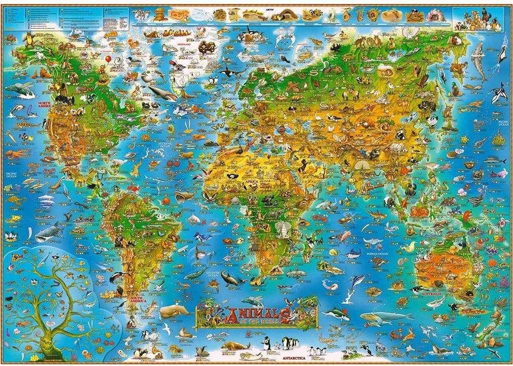 GAOX Adult 1000/1500/2000/3000/5000 World Map Puzzle Wood Children's Educational Toys Fun Geography Knowledge -1119 (Size : 1500pc)