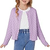 GRACE KARIN Girls Long Sleeve Sweater Cardigan Kids Cropped Cable Knit Button Front Sweaters 6-13Y