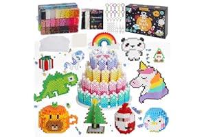 DEMOLIKE Fuse Beads Kit 12000 Pcs 5mm Melty Beads Set for Kids Arts and Crafts Various Patterns 48 Colors Making Kit Ornaments Christmas Birthday Gift for Boys Girls Age 5 6 7 8 9 10 Year Old and Teens Adults