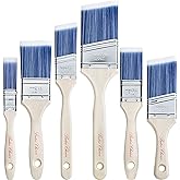 Bates- Paint Brushes, 6 Pack, Treated Wood Handle Brushes for Walls | for Stain Application and Interior Painting Projects