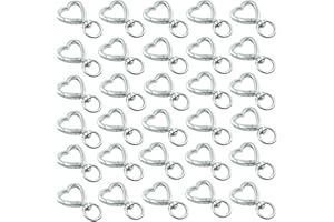 HAN SHENG 30 Pcs Metal Heart Shape Keychain DIY Creative Design Hanging Buckle Key Ring Spring Snap Keychain Clip Hanging Buckle Key Chains Accessories (Silver)