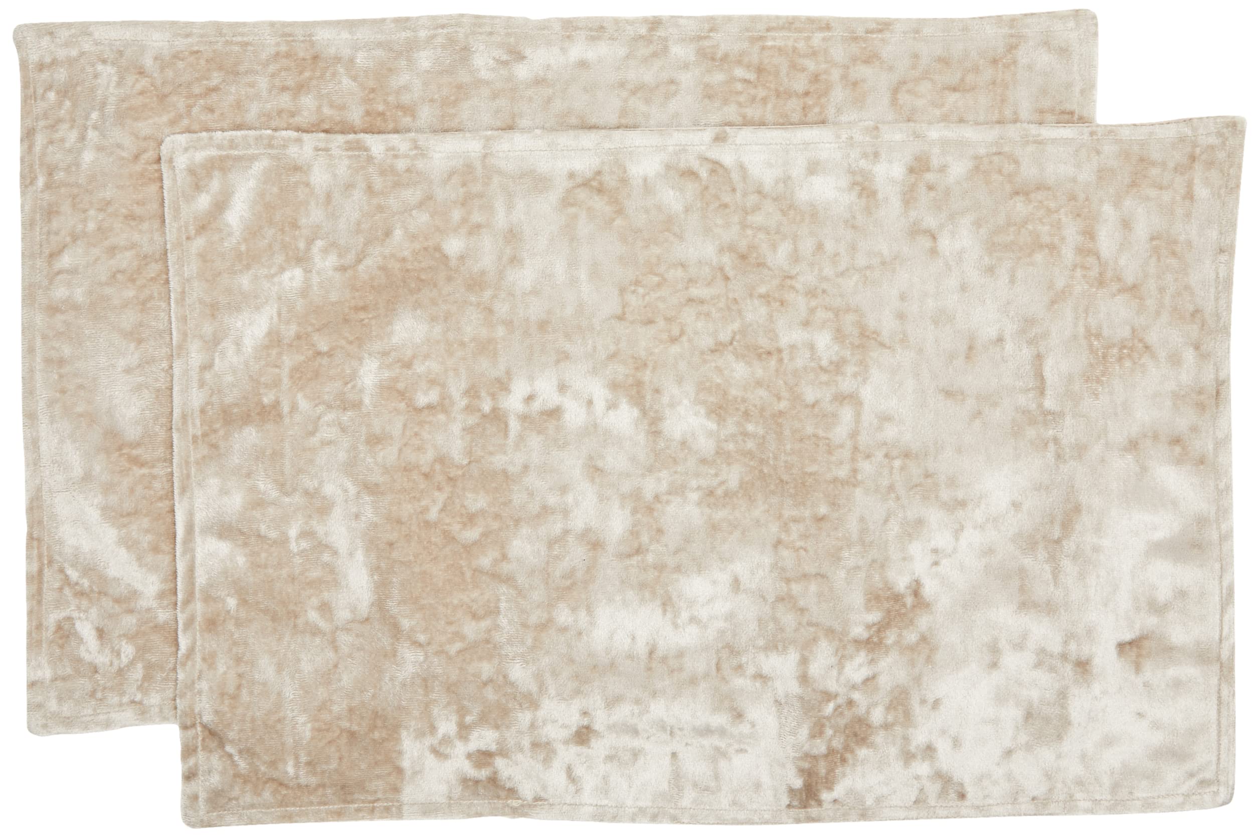 Catherine Lansfield Dining Crushed Velvet Place Mat Pair Natural Table Cloth 137x178cm