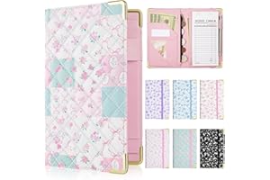 ELLASEEK Server Books for Waitress, Leather Server Book with Zipper Pocket, Cute Servering Book with & Pen Holder Fits Servers Apron