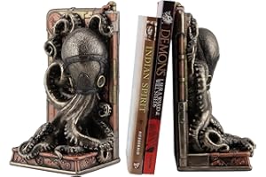 Steampunk Octopus Bronze Finished Single Bookend