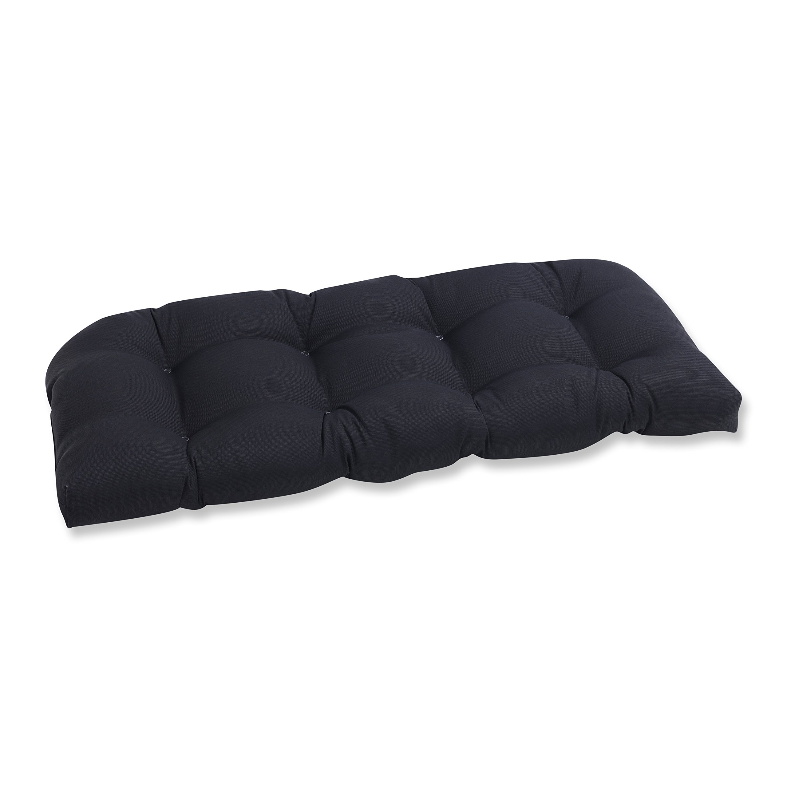 Pillow Perfect Indoor/Outdoor Fresco Wicker Loveseat Cushion, Black