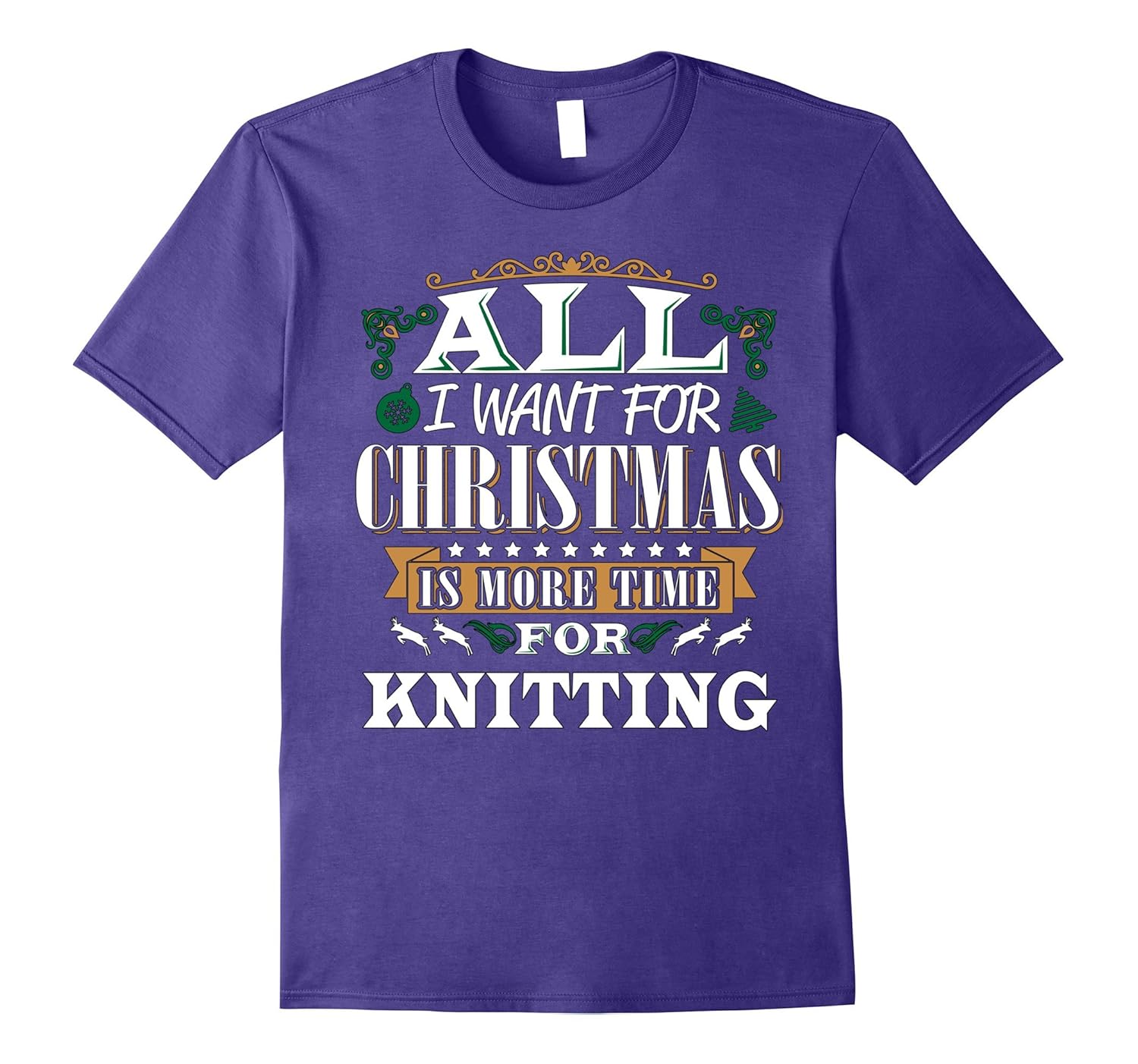 Knitter All I Want For Christmas is Knitting Funny T Shirt-ANZ