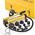 Yescom 10 Ton Hydraulic Punch Driver Kit Manual Hole Knockout Puncher Tool w/ 6 Dies