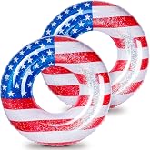 Zhanmai American Flag Pool Float 36 Inch Inflatable Swim Ring USA | Patriotic 250th Design, Red White Blue Stars Stripes, 4th of July Party, Beach Pool Lake Summer Tube, Teens Adults Water