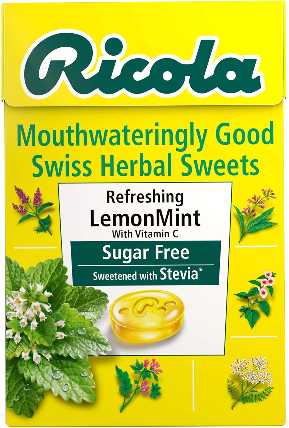 Ricola Lemon Mint Sugar Free Swiss Herbal Sweets, Herb Drops, Sweet Box 45g - Pack of 20 Boxes, 20 Count (Pack of 1)