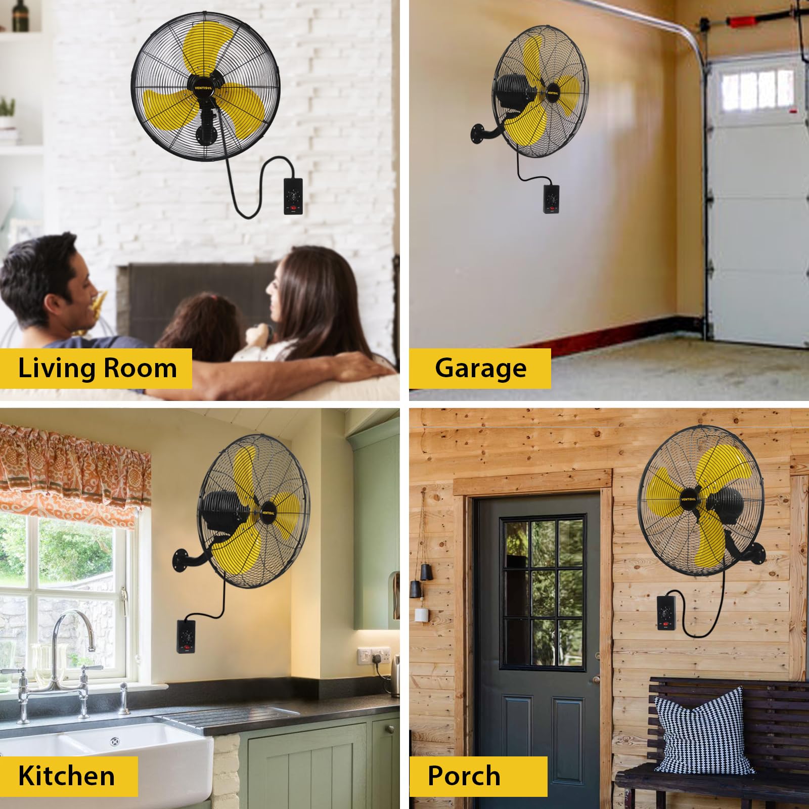 VENTISOL 18 Inch 3-Speed High Velocity Oscillating Wall Fan, 4,200 CFM, 90-Degree Oscillation for Household, Workshops, Shops, Commercial, Patios