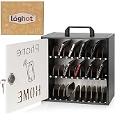 Wooden Phone Lock Box, Cell Phone Locker with 33 Adjustable Dividers | Phone Storage Cabinet with Security Lock &amp; Handle, Desktop Phone Organizer for Classroom, Office &amp; Repair Shops