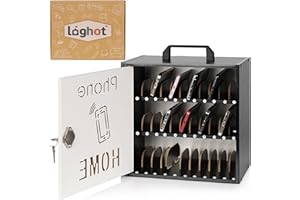 Cell Phone Holder Classroom Adjustable 33 Slots Pocket Chart Wooden Phones Storage Cabinet with Handle and Lock Desktop Cell 