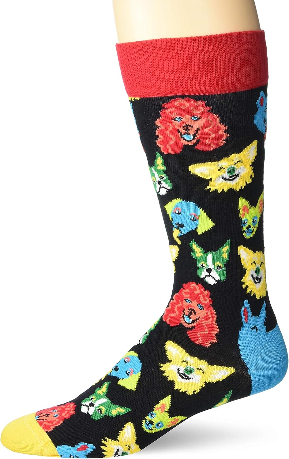 Happy Socks Funny Dog Sock Black Large Amazon.co.uk Clothing