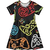Fisyme Girls Dress Short Sleeve Kids Toddler Girl Casual Dresses