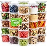 Koppochef 16oz Deli Containers [50 Pack], Leakproof and Durable, Microwave Dishwasher Freezer Safe, Stackable Storage Deli Containers with Lids, BPA Free and Recyclable