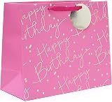 UK Greetings Large Gift Bag for Her Pink & Silver Design 33 x 26.7 x 13.7 cm