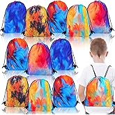 15 PCS Tie Dye Drawstring Party Favor Bags,Small Drawstring Backpack,Camouflage Treat Bag Fabric Drawstring Bag,Tie Dye Birthday Gift Bags Colorful Party Goodie Bags for Kids Birthday Party Supplies