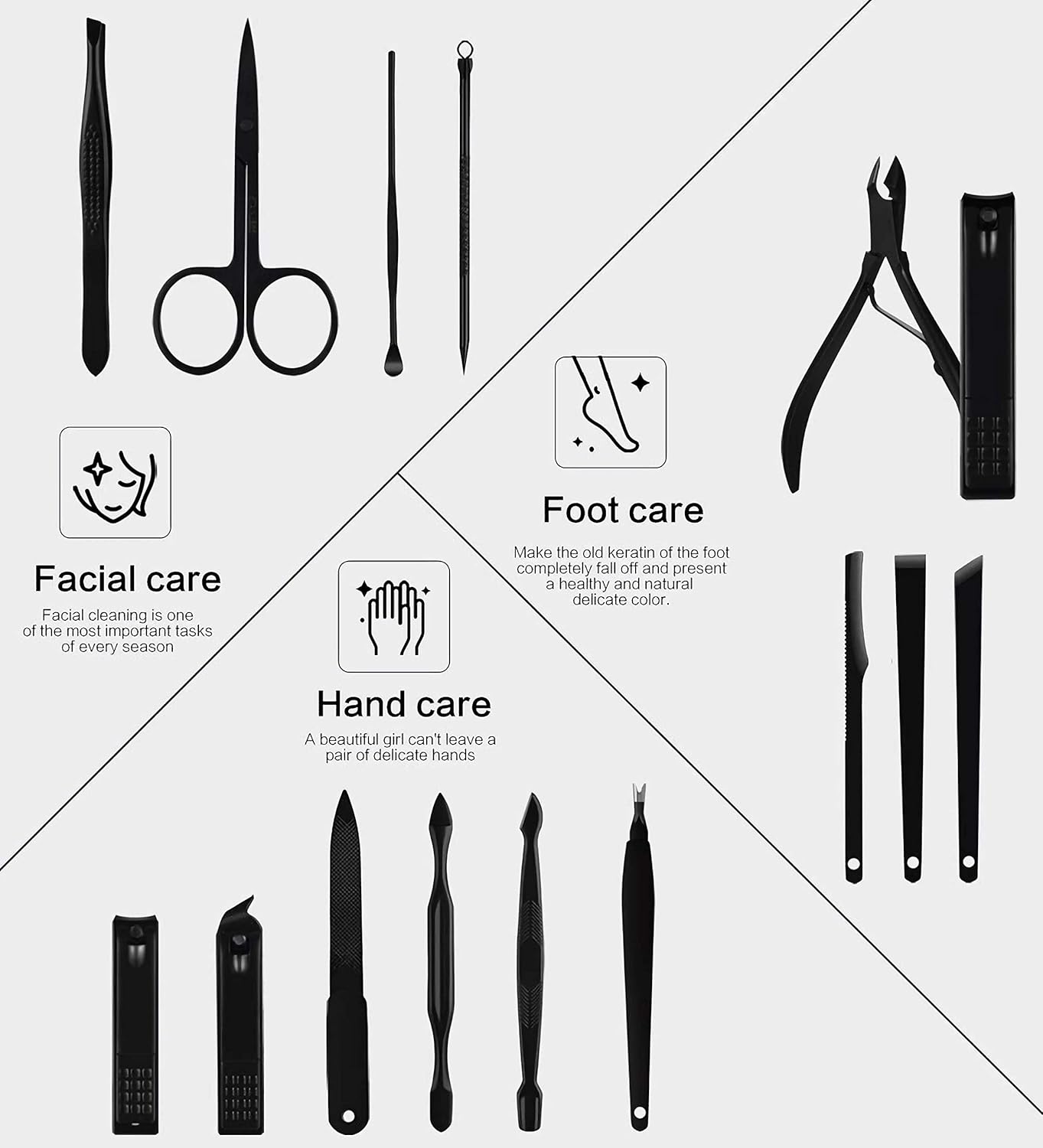 Manicure Set High Precisio Stainless Steel Nail Cutter Pedicure Kit Nail File Sharp Nail Scissors and Clipper Pedicure Kit Fingernails & Toenails with with Black Leather Travel Portable stylish case : Beauty