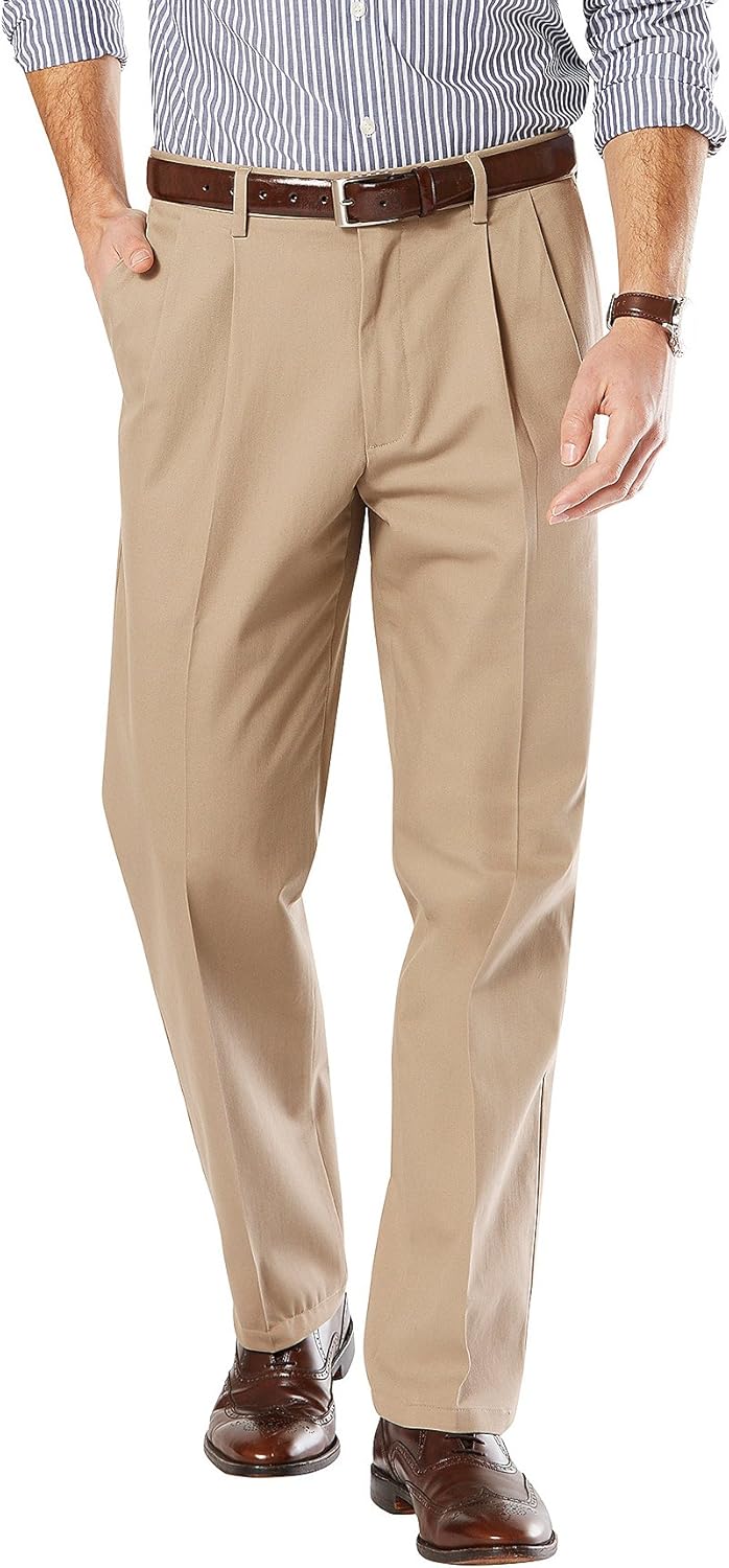 Dockers Men's Classic Fit Signature Khaki Lux Cotton Stretch Pants - Pleated at  Men’s Clothing store