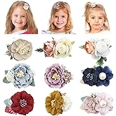 Cinaci 9 Pack Delicate Vintage Floral Rose Flower Alligator Hair Clips Brides Barrettes Accessories for Baby Girls Infants Toddlers Kids Teens Princess