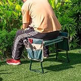 TANGZON Foldable Garden Kneeler & Seat, 2-in-1 Stool with Tool Pouch view 9
