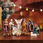 BESBLEE Nativity Sets for Christmas Indoor Set of 13 Pieces 3.9 Inches | Tabletop Holidays Home Decor Classic Nativity Scene Resin Figurines Set Religious Decorations Collection Gifts fot all