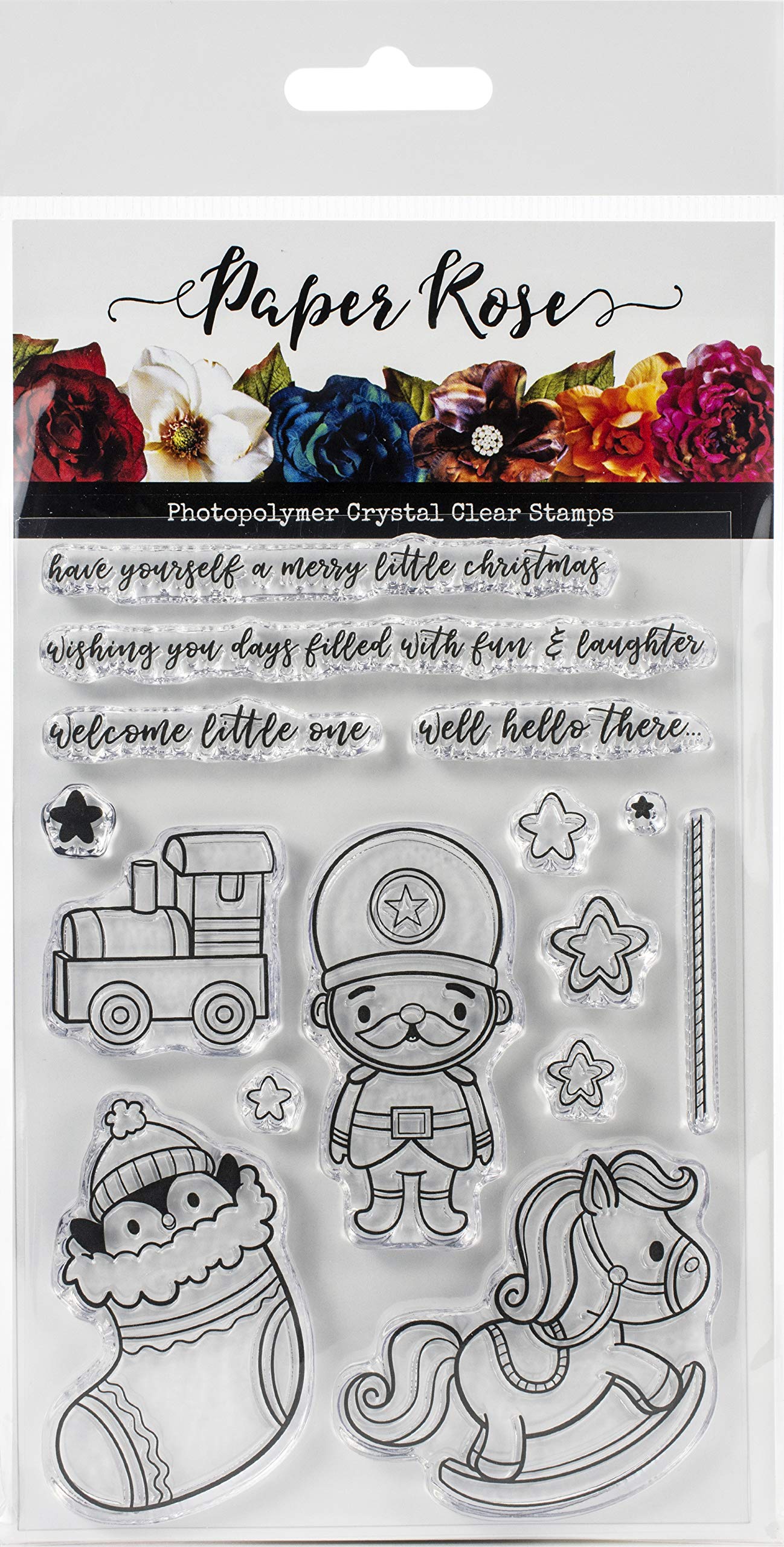 PAPER ROSE -3PL Clear Stamps, Merry Little Christmas Ornaments, One Size
