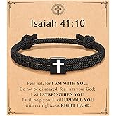 UNGENT THEM Men Adjustable Rope Cross Bracelet - Easter Christmas Christian Baptism Birthday Gifts for Teens