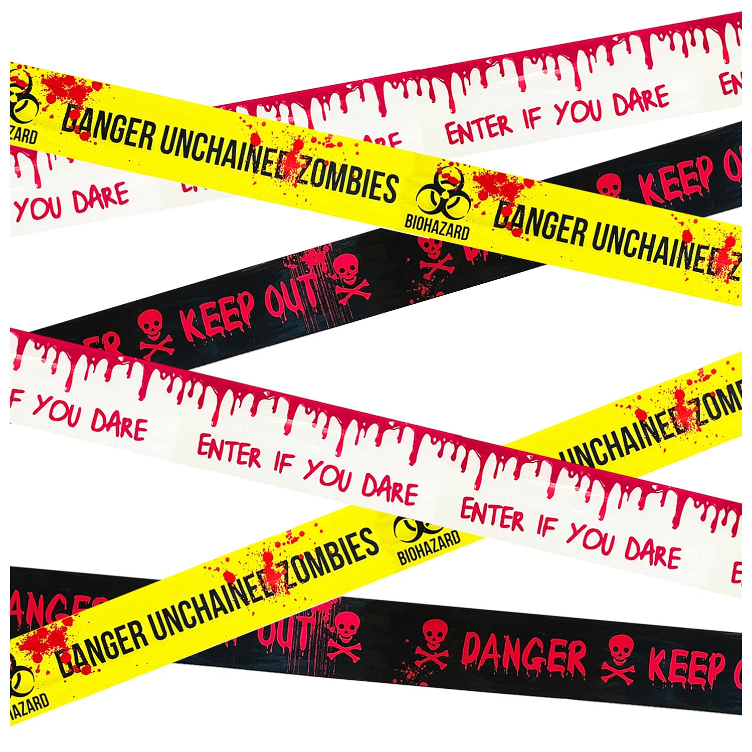 AKH® Halloween Fright Tape | 18M / 59ft | Beware Zombie Banner Decoration Set - Keep Out Warning Tapes