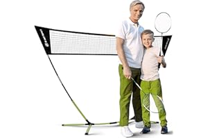 E-JET Badminton Net, Portable & Instant Setup (Tool Free Assembly) - Backyard Fun, Beach Park Picnic Outdoor Games, Green, 5.1 x 7.8Ft