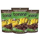Barnana Organic Chewy Banana Bites, Dark Chocolate, 3.5 Ounce, 3 Count