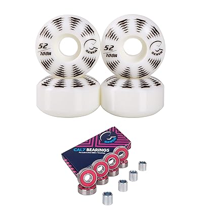 Cal 7 Skateboard Wheels and Bearings | 52mm 99A Wheel Set Combo (Allstar)
