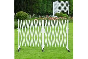 KENNISI Metal Expandable Barrier, Rotating Design, Mobile Safety Barrier, 18 Feet, Indoor/Outdoor Accordion Gates, Flexible Retractable Fence, 0-180 Degrees Rotatable