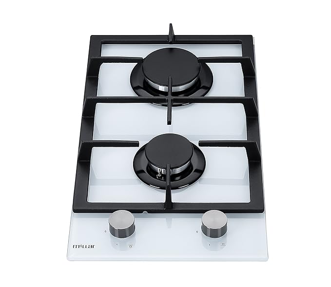 Millar Gh3020tw 30cm Built In 2 Burner White Domino Gas On Glass