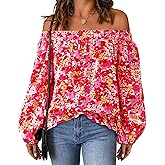 KIRUNDO Early Fall Fashion Off The Shoulder Tops for Women 2025 Boho Floral Blouse Long Sleeve Shirts Going Out Clothing