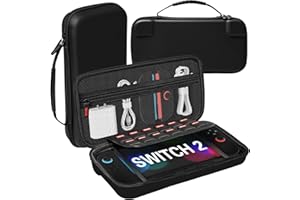 Teyomi Carrying Case for Nintendo Switch 2 2025,Protective Hard Shell with 12 Game Card Slots,Portable Travel Storage Case for Nintendo Switch 2 Console & Accessories,All-round Protection (PU Black)