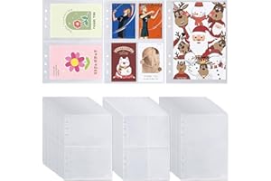 ACDESIGN 60 Sheets A5 Binder Pockets, 3 Size One-Sided Card Binder Sleeves for 6 Ring Binde(4 Pocket 2 Pocket 1 Pocket)