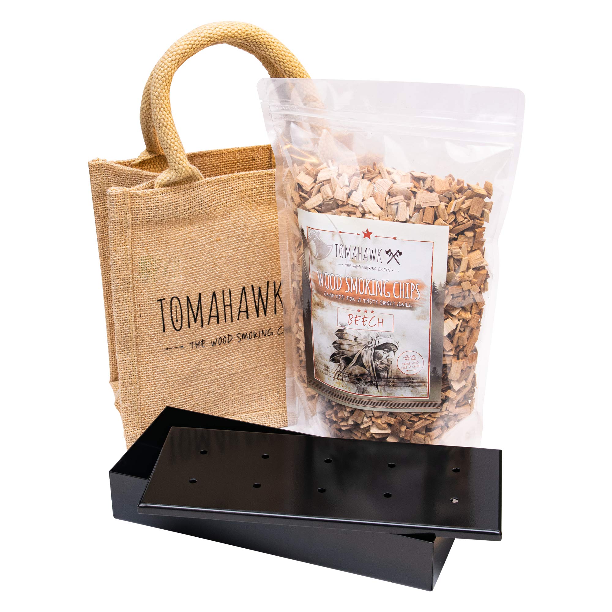 Tomahawk Smoker Box and Gift Sets - Convert Your BBQ into a Smoker - Crafted for a Tasty Smoky Grill Smoker Box Gift Set - Beech