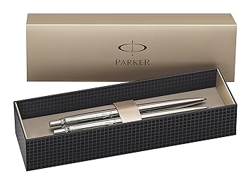 Parker Jotter Kugelschreiber und Druckbleistift, Edelstahl mit chromfarbenen Verzierungen, 2er-Set