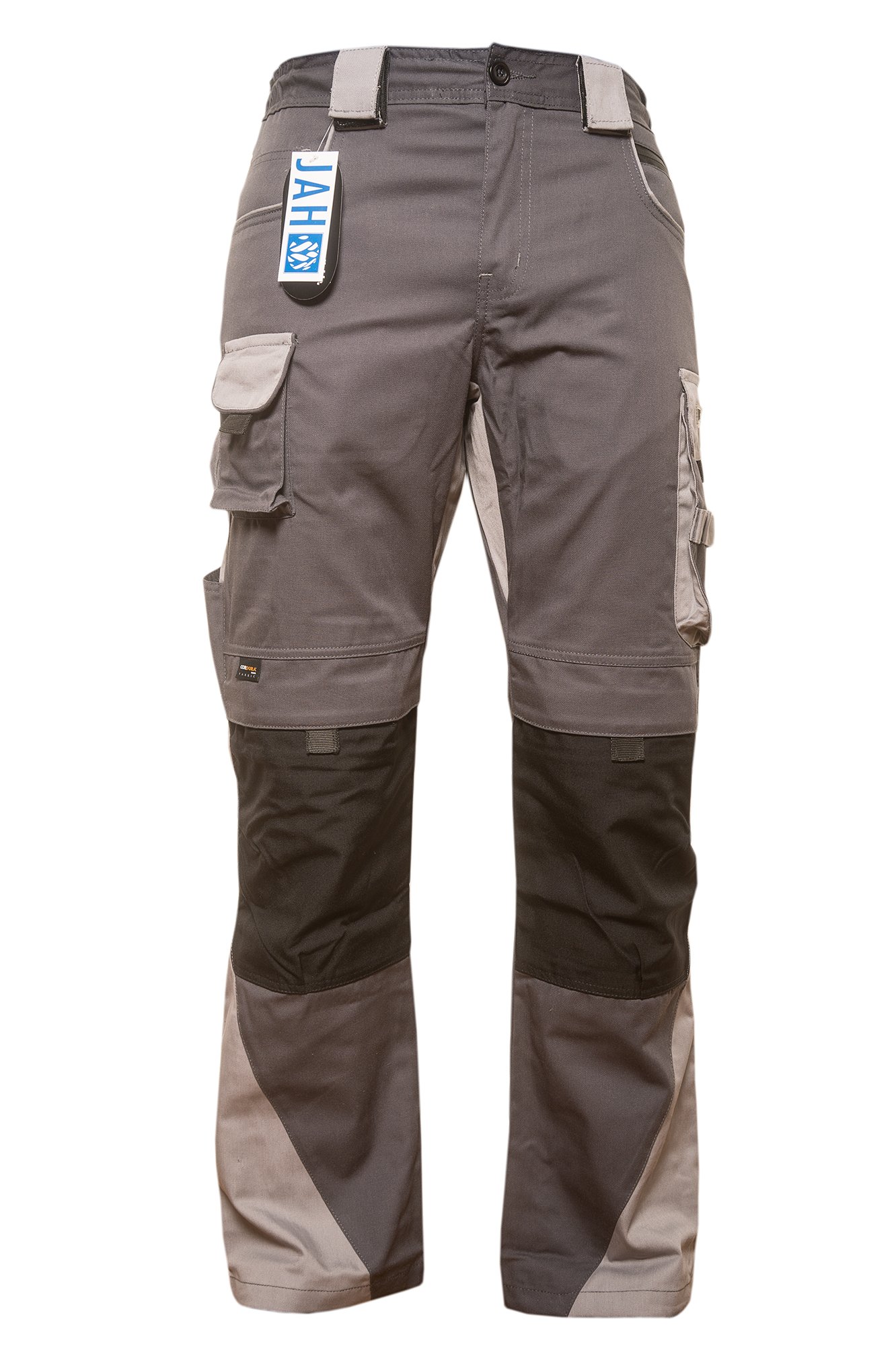 Jah 2110 Cargo Work Trousers with Cordura – Grey/Black, Size 58, Pack of 5)
