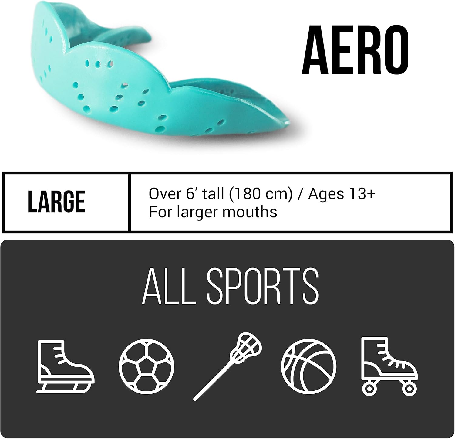SISU Aero 1.6mm Sports Mouth Guard for Basketball, Soccer, Hockey, Lacrosse, Custom Fit for Youth/Adults, Charcoal Black, Large : Sports & Outdoors