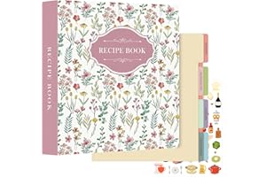 Lanpn Recipe Binder 8.5x11 3 Ring Kit, Blank Organizer Binder Recipe Book Waterproof Cookbook to Write in Your Own Recipes wi