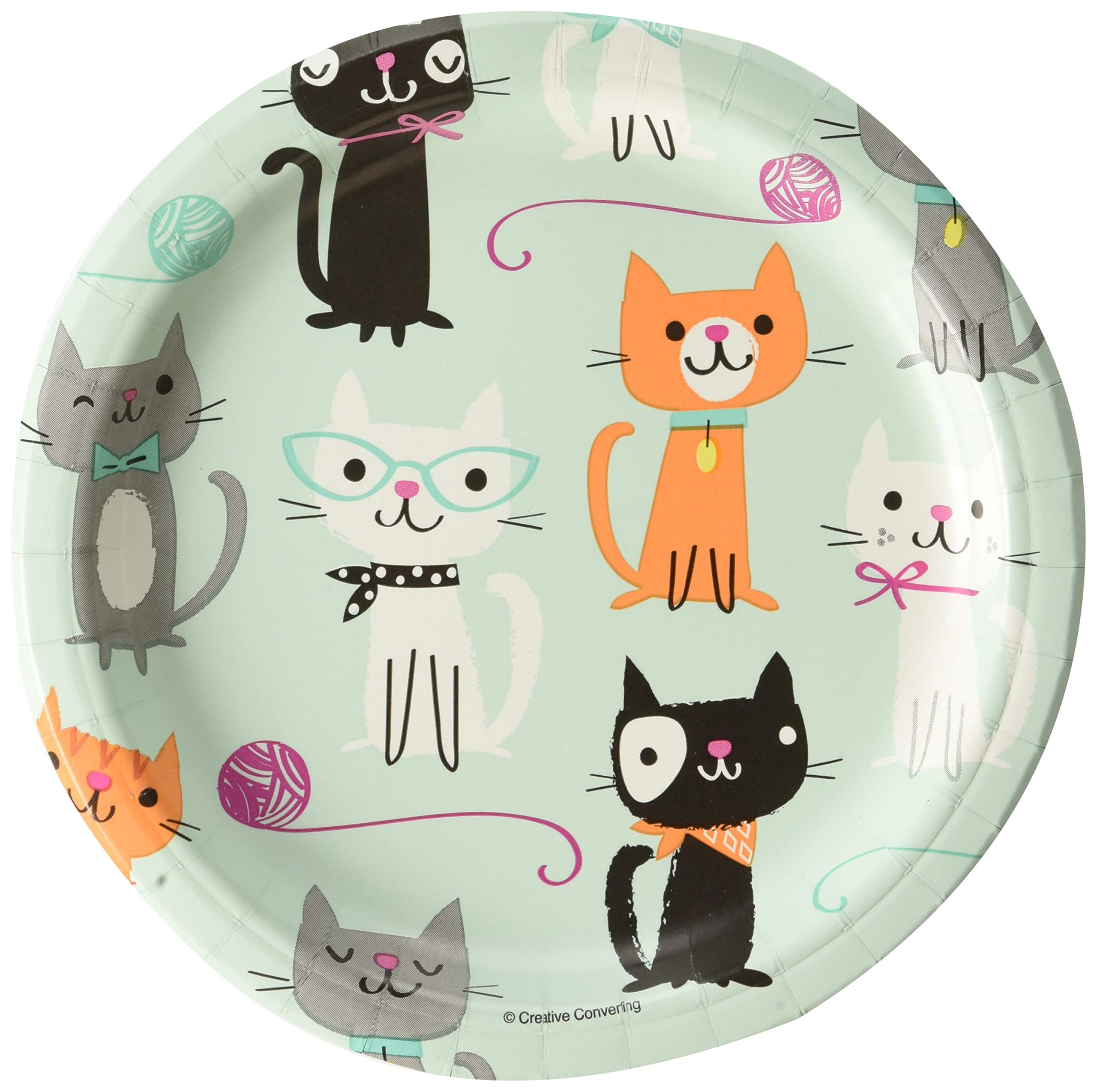 Creative Convertting 8C328595 Cat Purrfect Party Plate, 18 Cm 328595 Multi-Coloured