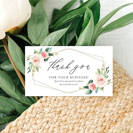 Amazon Bliss Collections Thank You For Supporting My Small 名刺 プレミアムデザイン 2 X 3 5 名刺サイズ 小さなビジネスオーナーに最適 ゴージャスな女性らしいデザイン 50枚パック 名刺用紙 文房具 オフィス用品