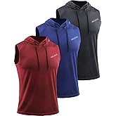 Neleus Men's Workout Tank Tops 3 Pack Sleeveless Running Shirts with Hoodie
