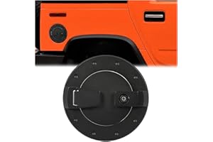 HECASA Locking Fuel Door Compatible with 2003-2009 Hummer H2 SUV SUT Gas Cap Tank Cover Heavy Duty Aluminum Black Powder Coated