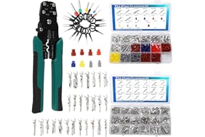 TYJ 812Pcs Pin Connector Kit with Crimping Pliers - Terminal Pin 1/1.5/1.8/2/2.2/2.3/2.8/3.5mm Non-Insulated Plug Removal Male & Female Wire Pins - Automotive Car Electrical