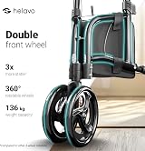 Helavo 3 Wheel Walker with Double Front Wheels Foldable Aluminium Rollator view 2